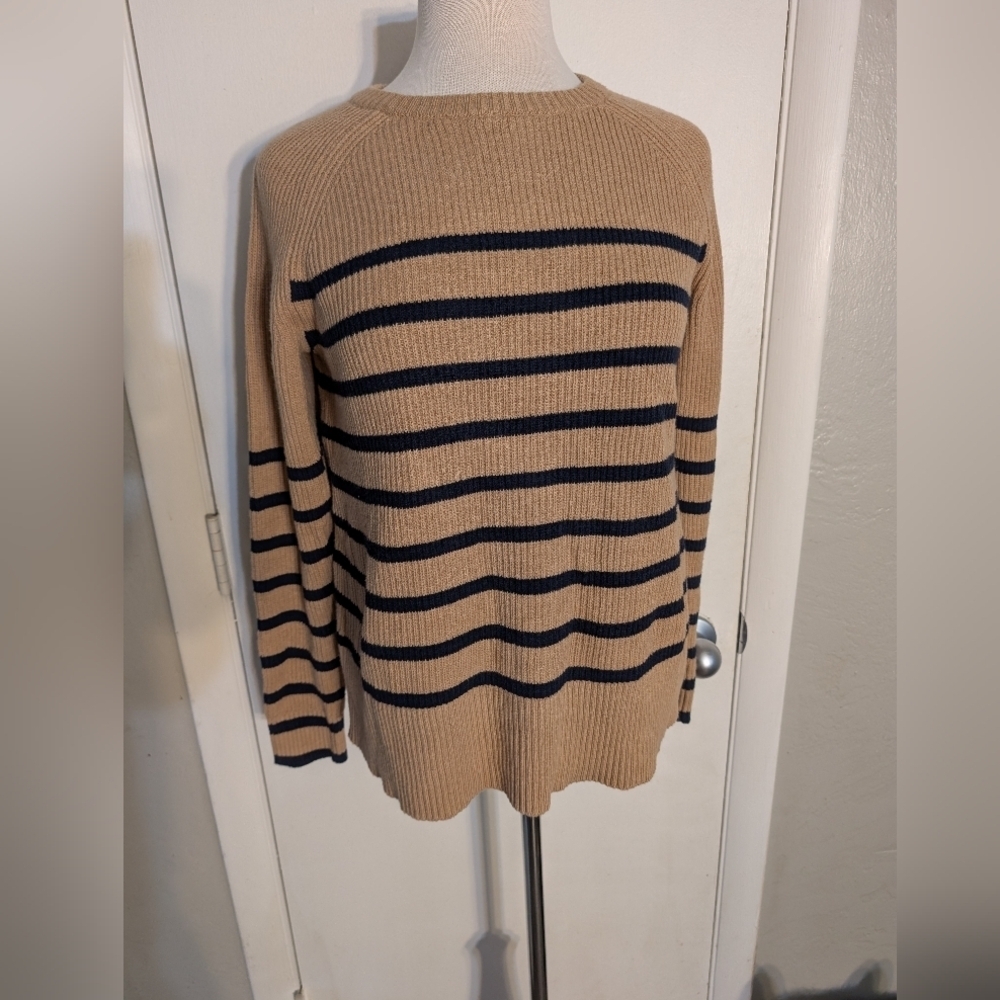 Womens J.Jill Carmel And Navy‎ Striped Sweater sz Small